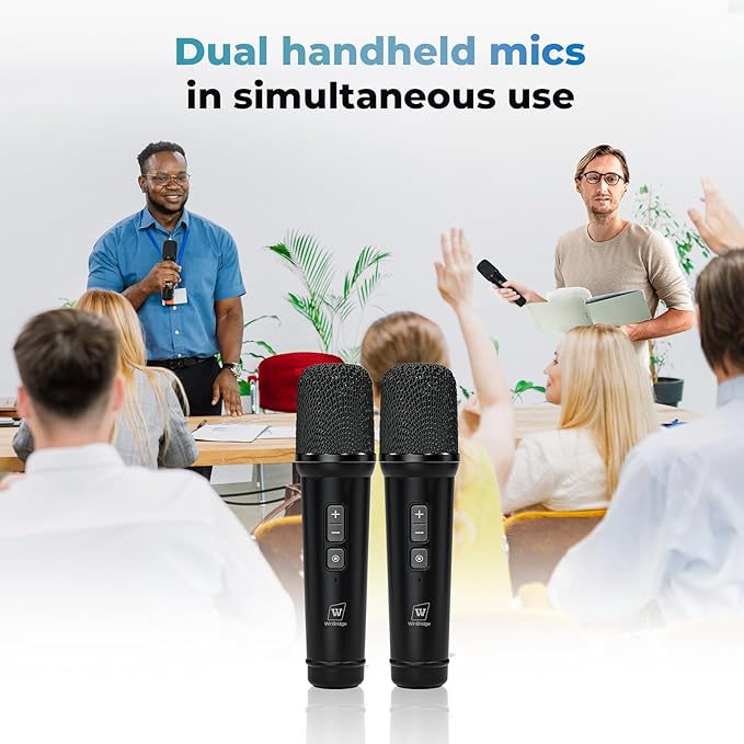 Portable Microphone & Bluetooth Microphone System with Speaker, WinBridge S90 30W Voice Amplifier PA System with 2 Wireless Handheld Mics for Teachers, Tour Guide, Clear Sound