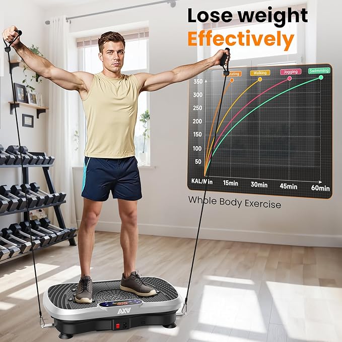 AXV Vibration Plate Fitness Platform Exercise Machine Vibrating Shaking Full Body Shaker Workout Vibrate Stand Shake Board Sport Gym for Weight Loss Fat Burner for Women Men