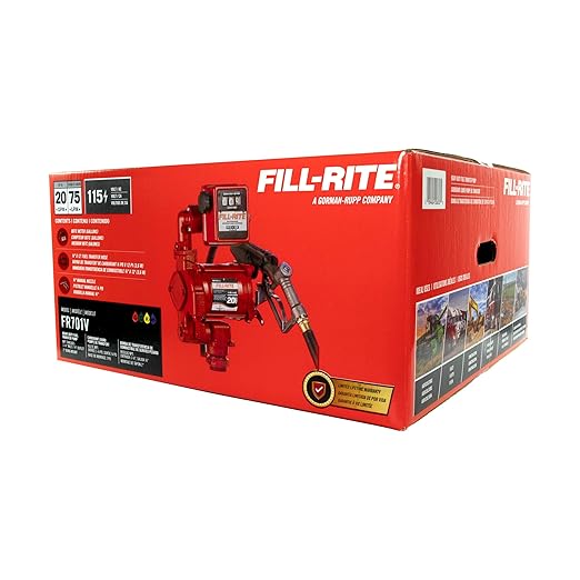Fill-Rite FR701V 115V 20 GPM Fuel Transfer Pump With Standard Mechanical Meter Package, Gallons - For Gasoline, Diesel, Kerosene, Ethanol Blends, Methanol Blends & Biodiesel up to B20