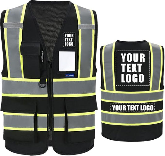 AYKRM Custom Logo Personalised Printed High Visibility Reflective 2 two tone work construction Safety Vest