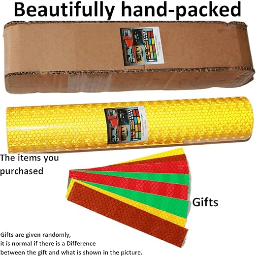 Yellow Reflective Tape Outdoor Waterproof 8 inch Wide, High Visibility Warning Safety Strong Industrial Marking Tape (10 feet)