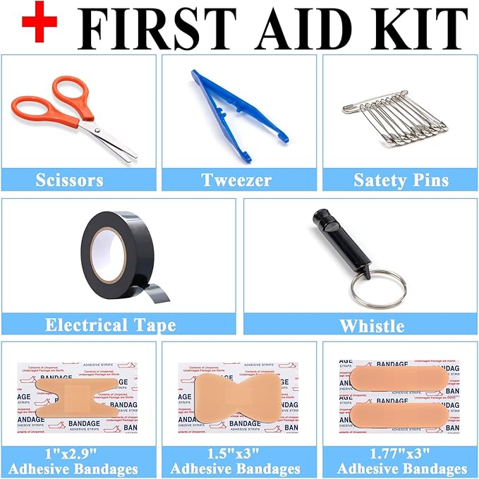 AUTODECO Car Emergency Roadside kit with Scissor Jack Air Compressor Jumper Cables Car Safety Kit Air Wedge Bag Pump Safety Kit
