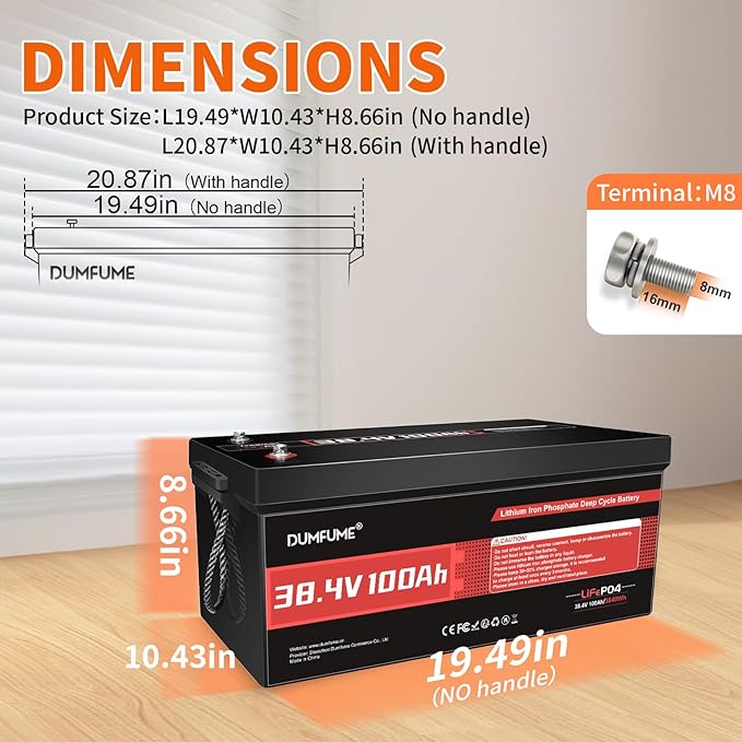 36V 100Ah LiFePO4 Lithium Battery Built-in 200A BMS & 15000 Cycles,3840W Motor Support,High Energy Density Golf Cart Battery,RV,Home Energy Storage,Off-grid Applications