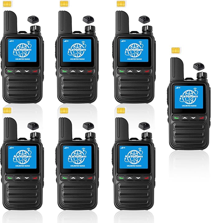 KAYOTOM Lifetime Free Global Walkie Talkies Unlimited Range PTT Push-to-Talk Over Cellular Nationwide 5000 Miles POC 4G Handheld Long Range Two Way Radio for Team (with Charge Dock, 7-Packs)