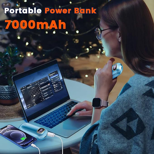 Electric Hand Warmers Rechargeable with Power Bank, LED Display, 17Hrs Warmth, Dual-Side 4 Levels Fast Heating Portable Pocket Heater for Hunting, Camping, Golf, Outdoor, Gifts for Women/Men