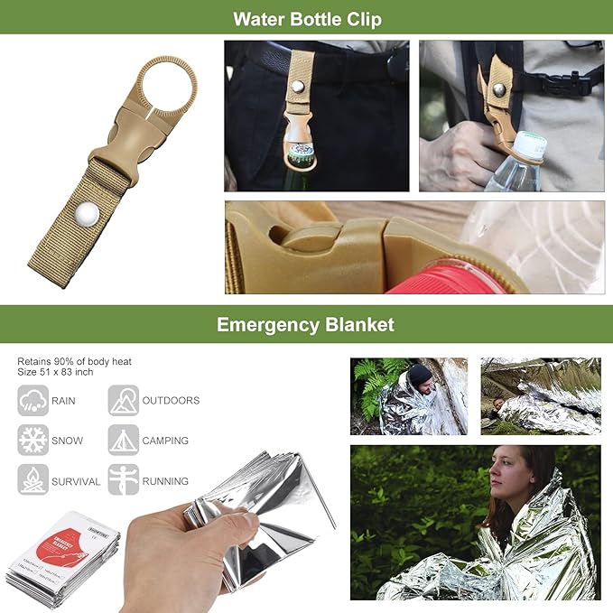 Gifts for Men Christmas Emergency Survival Kit, 22 in 1 Professional Survival Gear Equipment Tools First Aid Supplies for SOS Emergency Tactical Hiking Hunting Disaster Camping Adventure