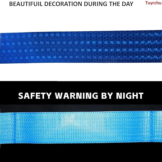 Industrial Reflective Tape Blue 2 inch Wide, Outdoor Waterproof High Visibility Safety Warning Adhesive Strips (66 feet, 10 Rolls)