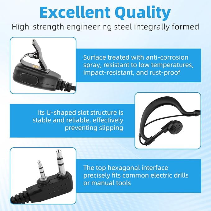 Two-Way Radio Earpiece Compatible with Midland Ear-Clip Headset for Midland Walkie Talkie Earpiece，Walkie Talkie Headphones Fit for Midland All GXT, LXT and G-Series，2 Pack