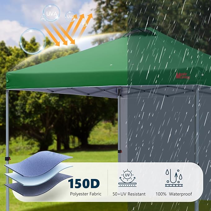 MASTERCANOPY Durable Pop-up Canopy Tent with 1 Sidewall (10'x10',Forest Green)