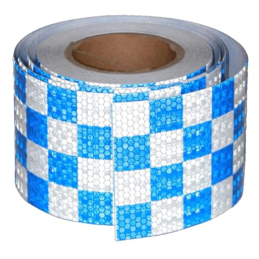 Reflective Tape Blue White 4 Inch x 68 Feet, Outdoor Waterproof Warning Reflector, Night Safety Stickers for Vehicles