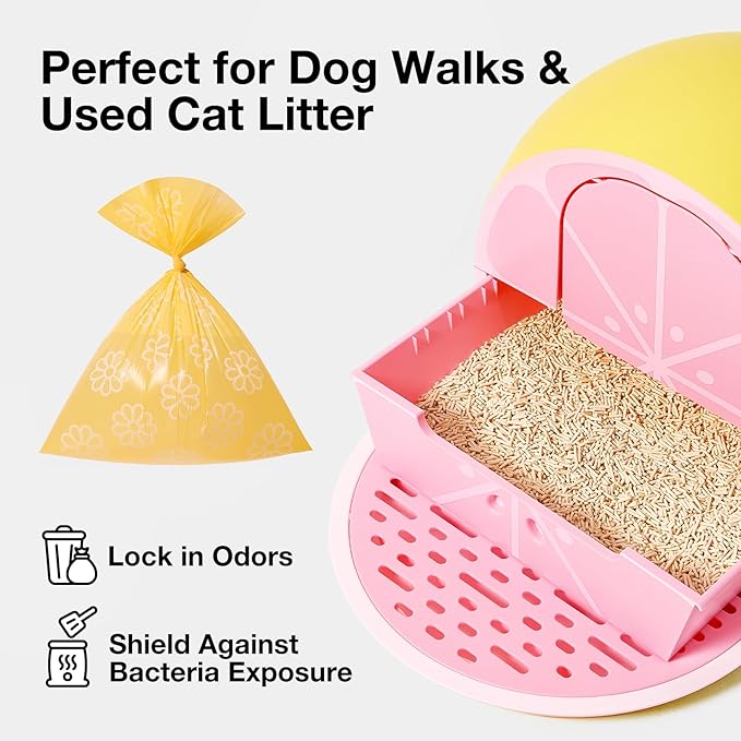 VETRESKA Dog Poop Bag Rolls Daisy Scented Leak-proof Pet Waste Bags Thick and Large Trash Bags for Dog Walking 20 Refill Rolls 300 Bags