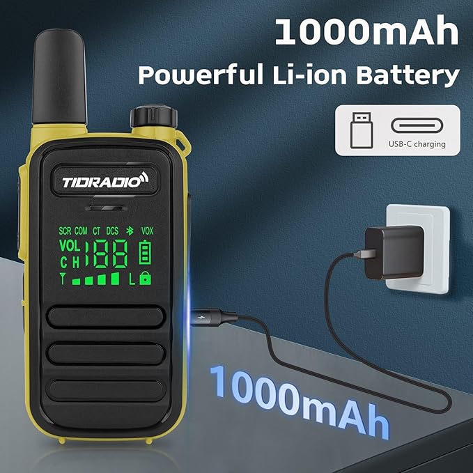 TIDRADIO Waterproof Walkie Talkies for Adults,22 CH TD-M11 Long Range Two Way Radio,LED Display,Wireless Programming,NOAA,VOX,Frequency Copy, Rechargeable Handheld 2-Way Radios with 6 Color (6 Pack)