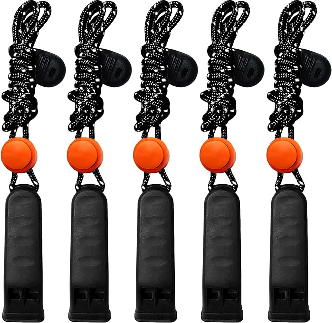 Emergency Whistle, 120db Safety Whistle Survival Shrill Loud for Camping Hiking Hunting Boating Fishing Life Vest Jacket Rescue Signaling Kids Lifeguard 5 Pack