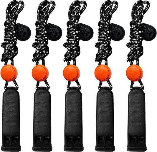 Emergency Whistle, 120db Safety Whistle Survival Shrill Loud for Camping Hiking Hunting Boating Fishing Life Vest Jacket Rescue Signaling Kids Lifeguard 5 Pack