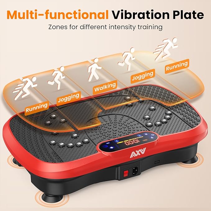 AXV Vibration Plate Fitness Platform Exercise Machine Vibrating Shaking Full Body Shaker Workout Vibrate Stand Shake Board Sport Gym for Weight Loss Fat Burner for Women Men