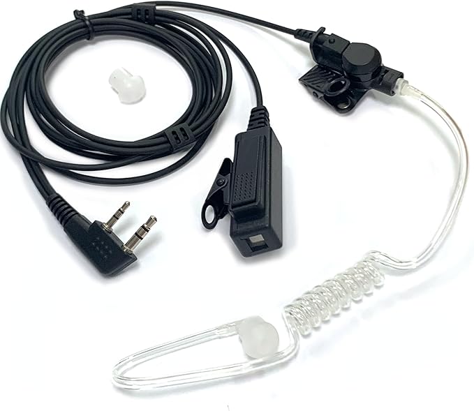 SAMCOM Acoustic Tube Earpiece Walkie Talkies, 2-Wire Air Tube Headset with Mic for Two Way Radios, Hands-Free Surveillance Radio Earpieces Compatible with FPCN10A FPCN30A, 1 Pcs