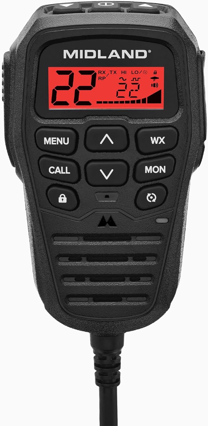Midland® - MXT275 MicroMobile GMRS Radio - 15 watts Two-Way Radio with Integrated Control Microphone - Overland Caravanning Tractors - Detachable External Magnetic Mount Antenna - 8 Repeater Channels
