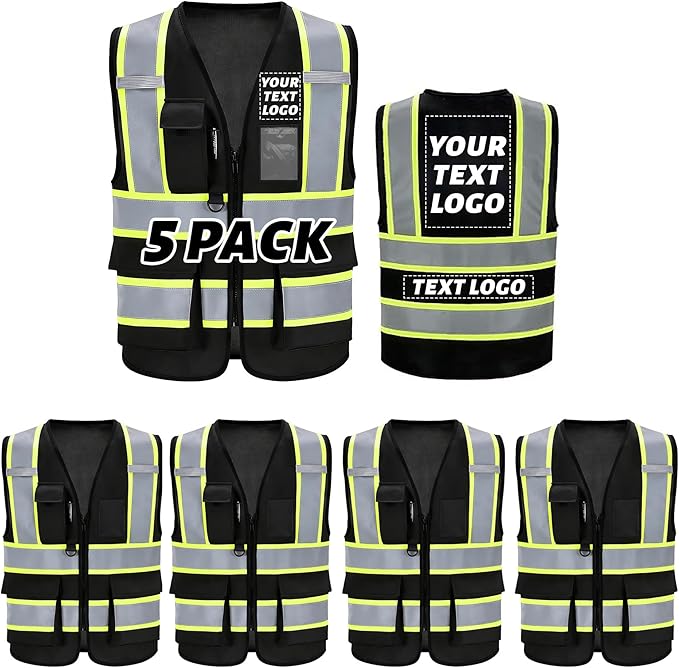 Reflective Safety Vest, High Visibility, Custom Logo for Construction, Roadwork, Traffic, Emergency Use
