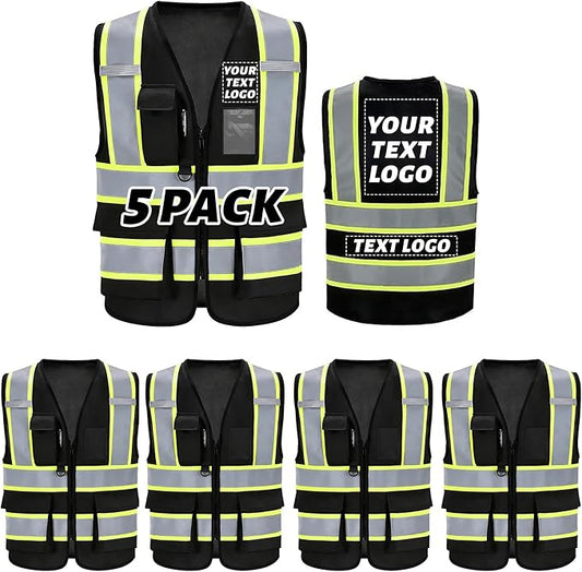 Reflective Safety Vest, High Visibility, Custom Logo for Construction, Roadwork, Traffic, Emergency Use