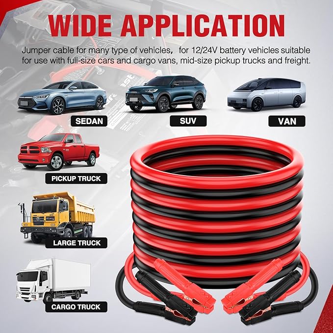Nilight Jumper Cables for Car Battery 1 Gauge 30 FT Booster Cable Heavy Duty 900 A CCA with Carrying Bag Jump Start Emergency Kit Pickup Truck RV Vans SUV