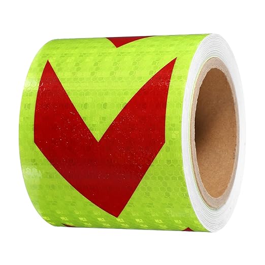 PATIKIL Reflective Tape, 4 Inch x 49 ft Waterproof Self Adhesive High Visibility Safety Warning Arrow Tape Outdoor Reflectors for Trucks Trailers Cars, Yellow Red