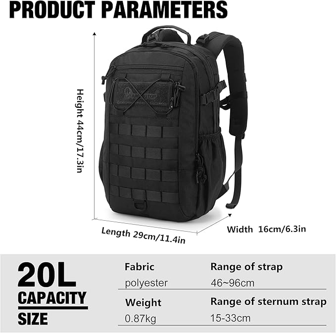 Mardingtop Military Tactical Backpack for Men 20L Molle Rucksack EDC Daypack for Hiking,Travel,Camping, Hunting