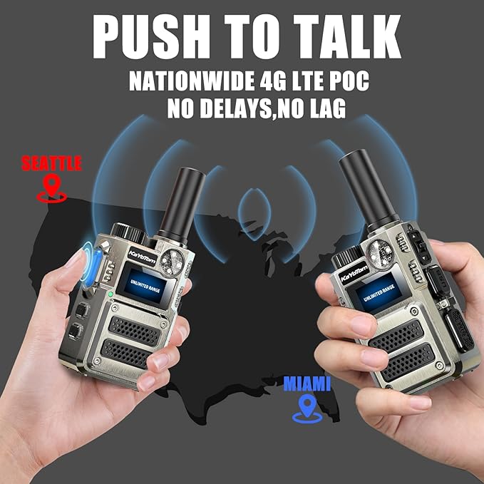 [Lifetime Free] Unlimited Range Walkie Talkies 4G LTE Long Range Two-Way Radios with Nationwide & Global Range,Multi-Function Light & SOS Alert Poc Radios for Wilderness Hiking,Truck Fleet (6 Pack)