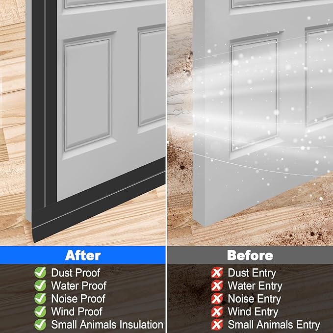 ToLanbbt Silicone Door Seal Strip 2in x 10ft, Black - Weather Stripping for Doors & Windows