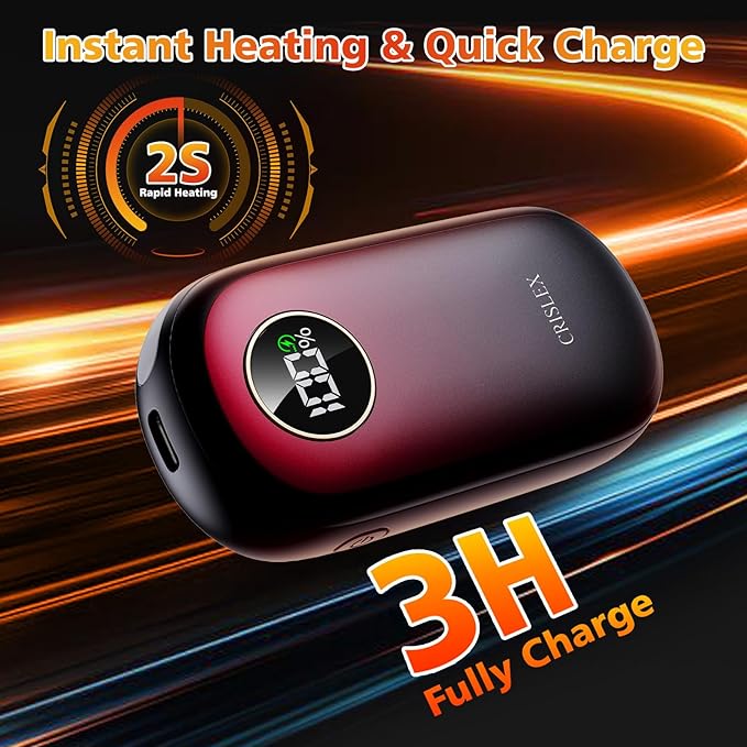 Hand Warmers Rechargeable, Dual-Sided Heating with LED Display, Flashlight, 4 Heating Levels Electric Pocket Heater for Raynauds, Golf, Camping, Hunting, Gifts for Christmas Men Women
