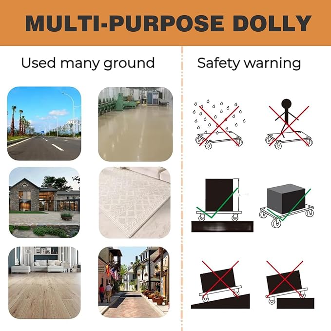 Anti-Slip Plywood Platform Dolly 2 Swivel + 2 Brake Caster Wooden Cart 550 Lbs Capacity (2 Packs per Set) Furniture Transporter Widely Use for Moving Heavy Furnitures,Goods, Green Plants