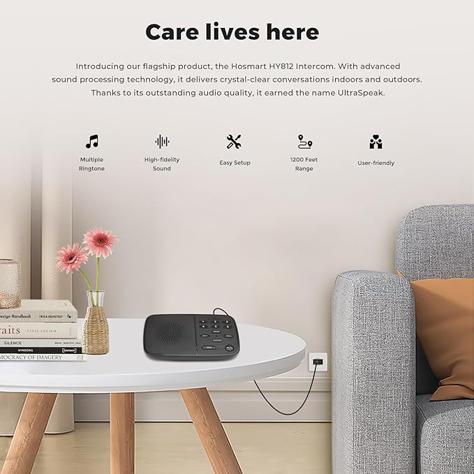 Hosmart Intercoms Wireless for Home UltraSpeak Pro, 2024 Full Duplex Wireless Intercom System for Business, Room to Room Intercom Two Way Real-time Intercom with 1200 Feet Range (6 Packs)