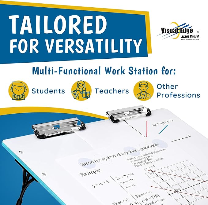 Slant Board for Writing – Adjustable Magnetic Whiteboard & 22° Angle Ergonomic Desk for Reading, Writing, Drawing and Studying – Portable Tabletop Stand for Students and Teachers - Blue