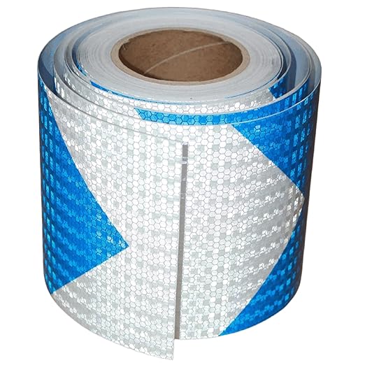 Reflective Tape Blue White Outdoor Waterproof 6 in x 68 FT, Warning Reflective Stickers, Conspicuity Safety Marking Tape