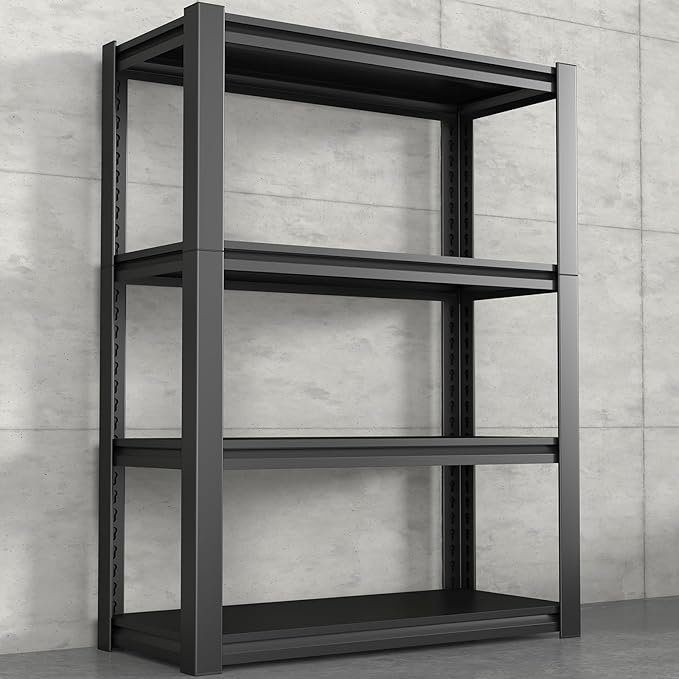 Metal Shelves,Garage Storage Shelves Heavy Duty,4 Tier Shelving Units and Storage,Metal Storage Racks Load 2000lb,Warehouse,Basement,Black