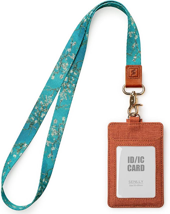 SENLLY ID Badge Holder Gift with Cute Neck Lanyard Strap, 2 Card Slots and 1 Clear ID Window, for Women and Men
