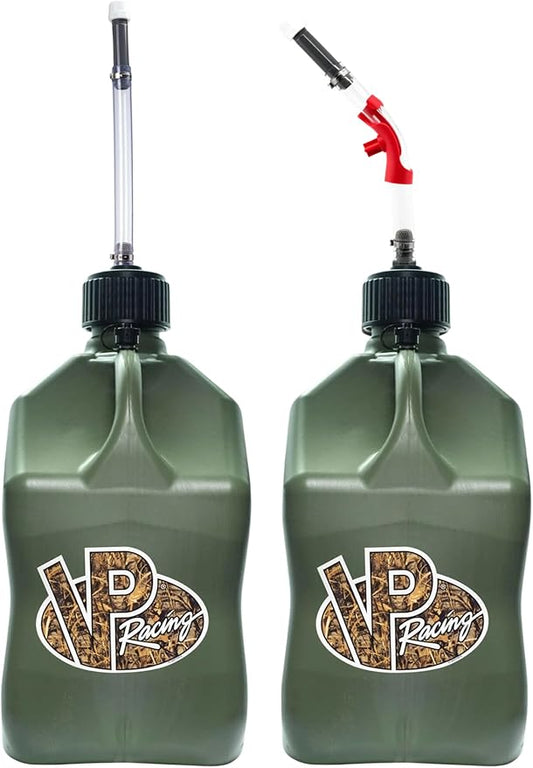 VP Racing Utility Container 5.5 Gallon - 2 Pack with 2 Deluxe Hoses and a Get Bent Hose Bender (Camo, 2 Pack)