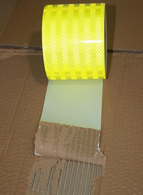 Non Fading Reflective Tape Fluorescent Yellow Outdoor Waterproof 4 inch, High Visibility Warning Industrial Marking Tape (166 feet)