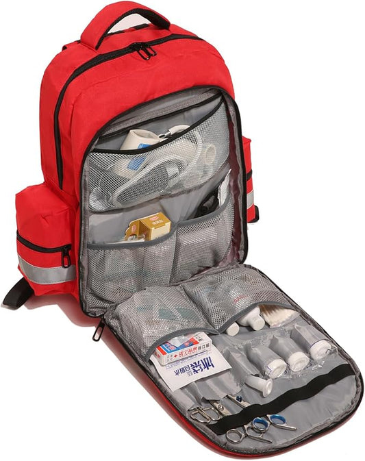 First Aid Backpack Bags for School Empty Medicine Bag for Trauma Medical Safety Backpack for Travelling Red Emergency Bag for Nurse, Paramedic, EMT