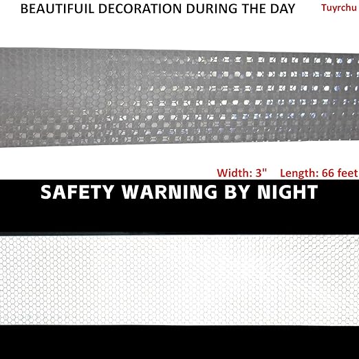 White Reflective Tape 3 inch Wide, Outdoor Waterproof High Visibility Strong Adhesive Reflector (66 feet)