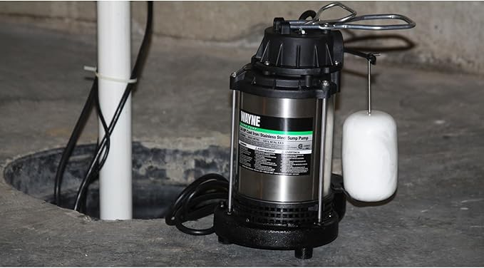 WAYNE - 3/4 HP Submersible Cast Iron and Stainless Steel Sump Pump with Integrated Vertical Float Switch - 5,490 Gallons Per Hour - Heavy Duty Basement Sump Pump