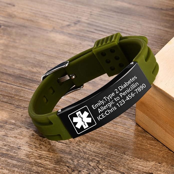 VNOX Medical Alert Bracelets for Men & Women Kids with Free Engraving Adjustable Stainless Steel Mesh Emergency Medical ID Bracelets Wristband