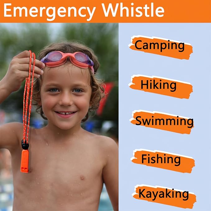 Emergency Whistle, 120db Safety Whistle Survival Shrill Loud for Camping Hiking Hunting Boating Fishing Life Vest Jacket Rescue Signaling Kids Lifeguard 5 Pack