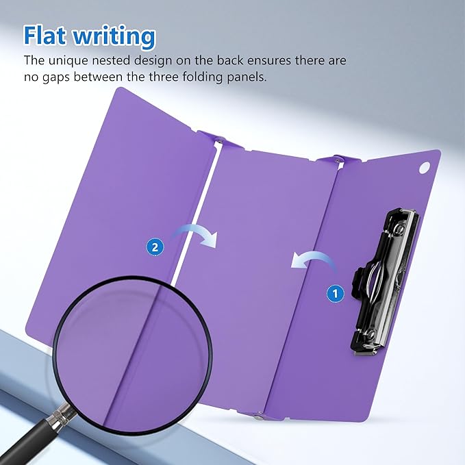 Nursing Foldable Medical Clipboard, Edition Cheat Sheets Lithium 3 Layers Foldable Clipboards Nursing Pocket Size Profile Clip Nurse Clipboards Notepad for Nurses Students and Doctors, Purple