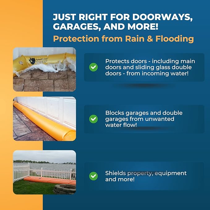 Watershed Innovations Best Sandbag Alternative - HydraBarrier Supreme 6 Foot Length 12 Inch Height - Water Diversion Tube - Light, Re-usable, & Eco-Friendly Flood Barrier (Single Unit)