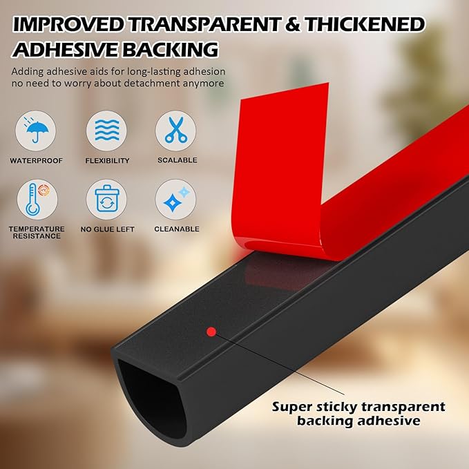 40FT Weather Stripping Door Seal - Self Adhesive Weather Insulation Strip Weatherstripping Silicone D Shaped Seal Strip Door Frame Gap Filler/Window Soundproofing