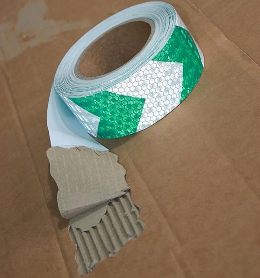 Reflective Tape Green and White 2 inch X 166 feet, Outdoor Waterproof Hazard Conspicuity Warning Industrial Marking Tape