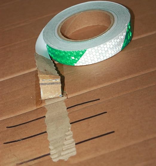 Green White Reflective Tape 1 inch Wide for Trailer, Outdoor Waterproof High Visibility Safety Warning Adhesive Strips (66 feet)