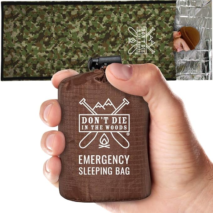 Don’t Die in The Woods - Survival Bivy - Emergency Sleeping Bag with Hood - Made with Extra-Thick Space Blanket Thermal Mylar - One of The 10 Essentials for Hiking, Camping, First Aid Kits