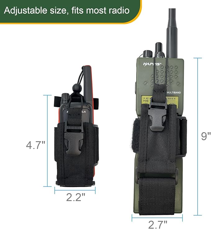 Tactical MOLLE Radio Pouch Holster - Universal Fit for Duty Belt & Vest, Adjustable for Most Walkie Talkies