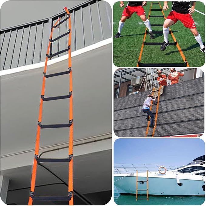 Fire Escape Ladder, 26.2 Feet Emergency Fire Ladder, 2-3 Story Homes Reusable Safety Rope Ladder for Kids and Adults